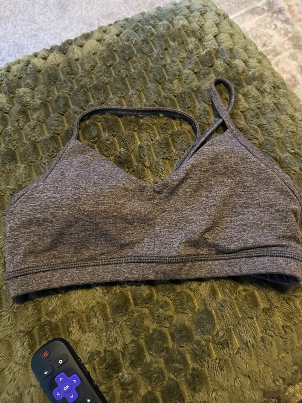 Women's Heather brownish Seam Sport Bra.